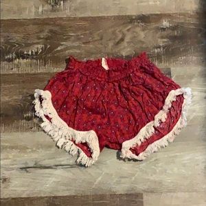 Floral Shorts with Fringe